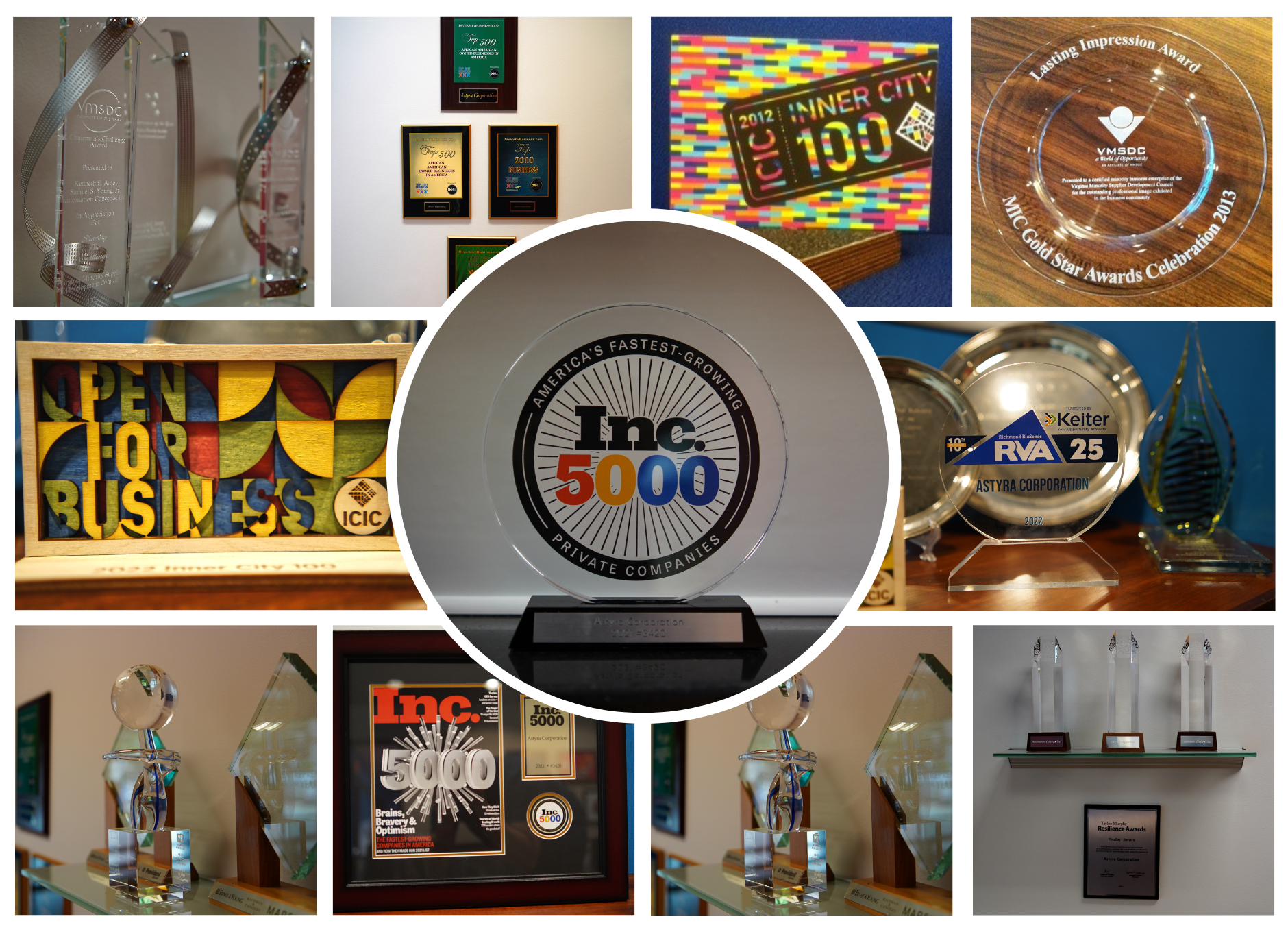 Collage of awards Astyra has won